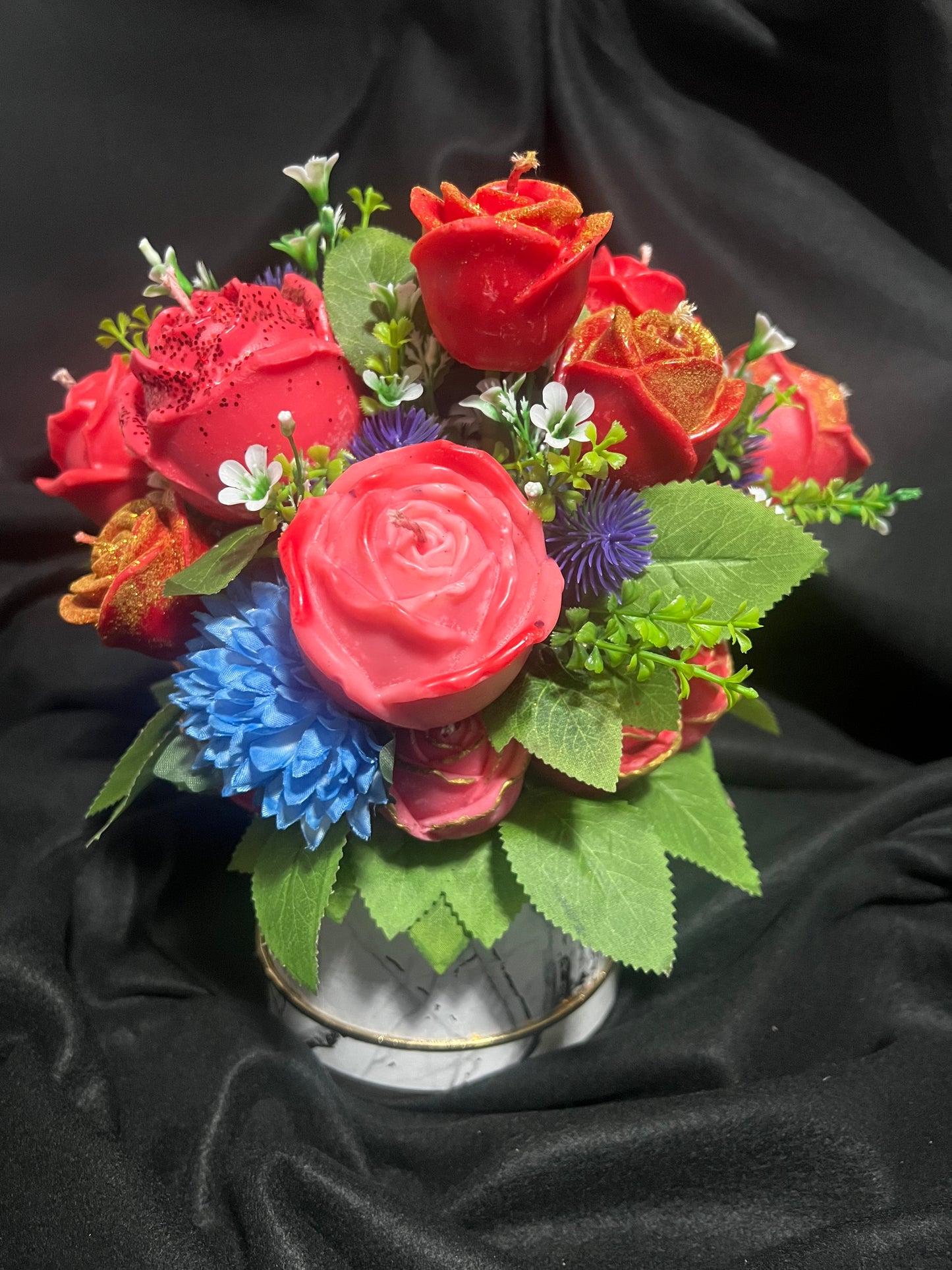 Rose candle bouquet in box