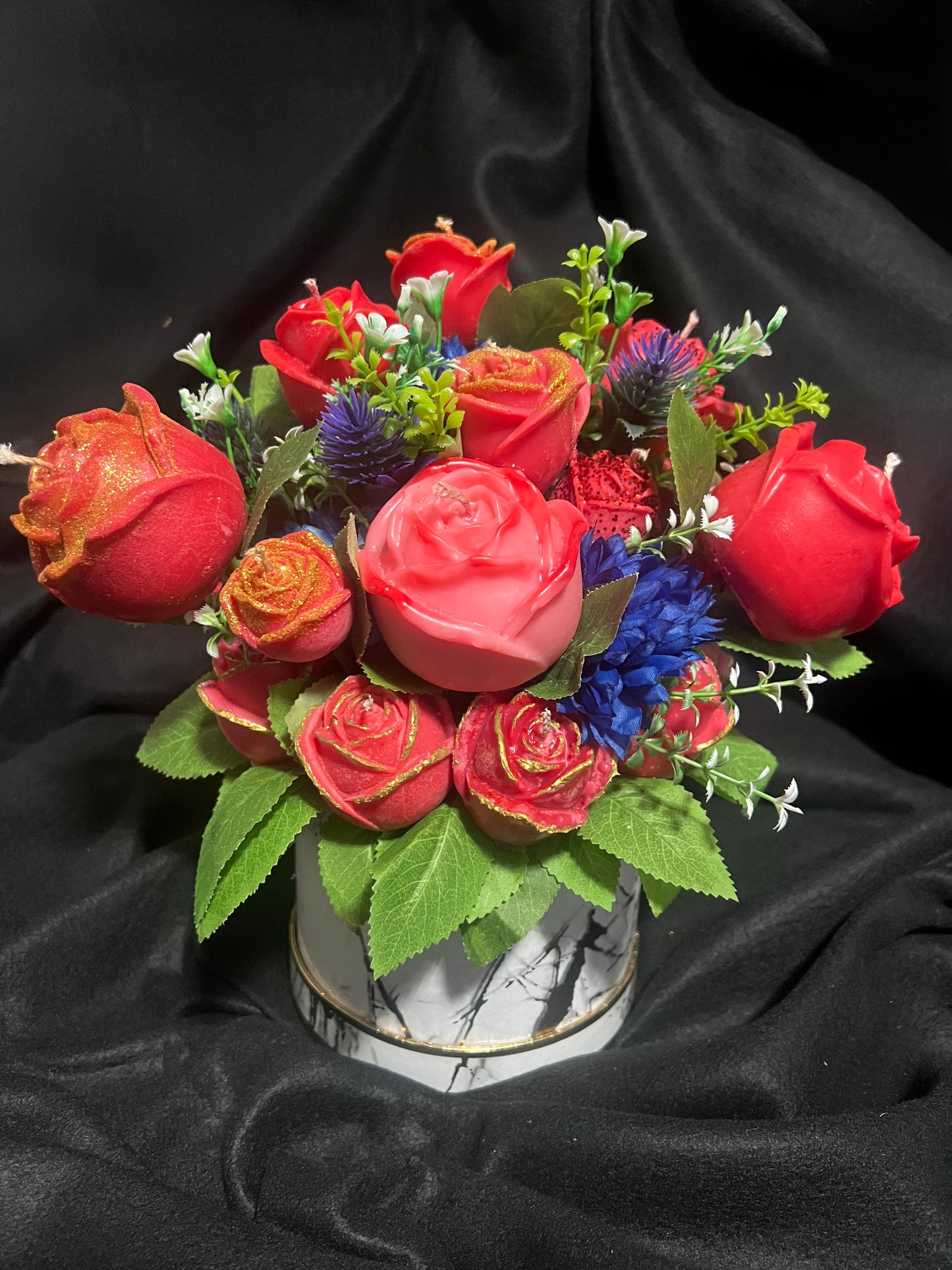Rose candle bouquet in box